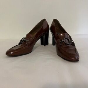 Stuart weitzman brown chunky heel shoes